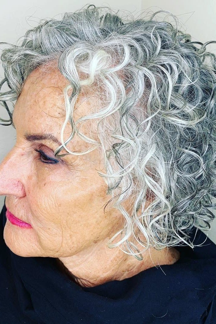 Grey Pixie with Bold Red Glasses - hairstyle for women over 70