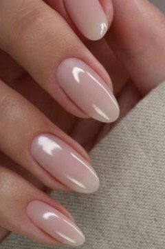 Sheer Nude Pink Medium Almond - elegant nude nail design for women over 60
