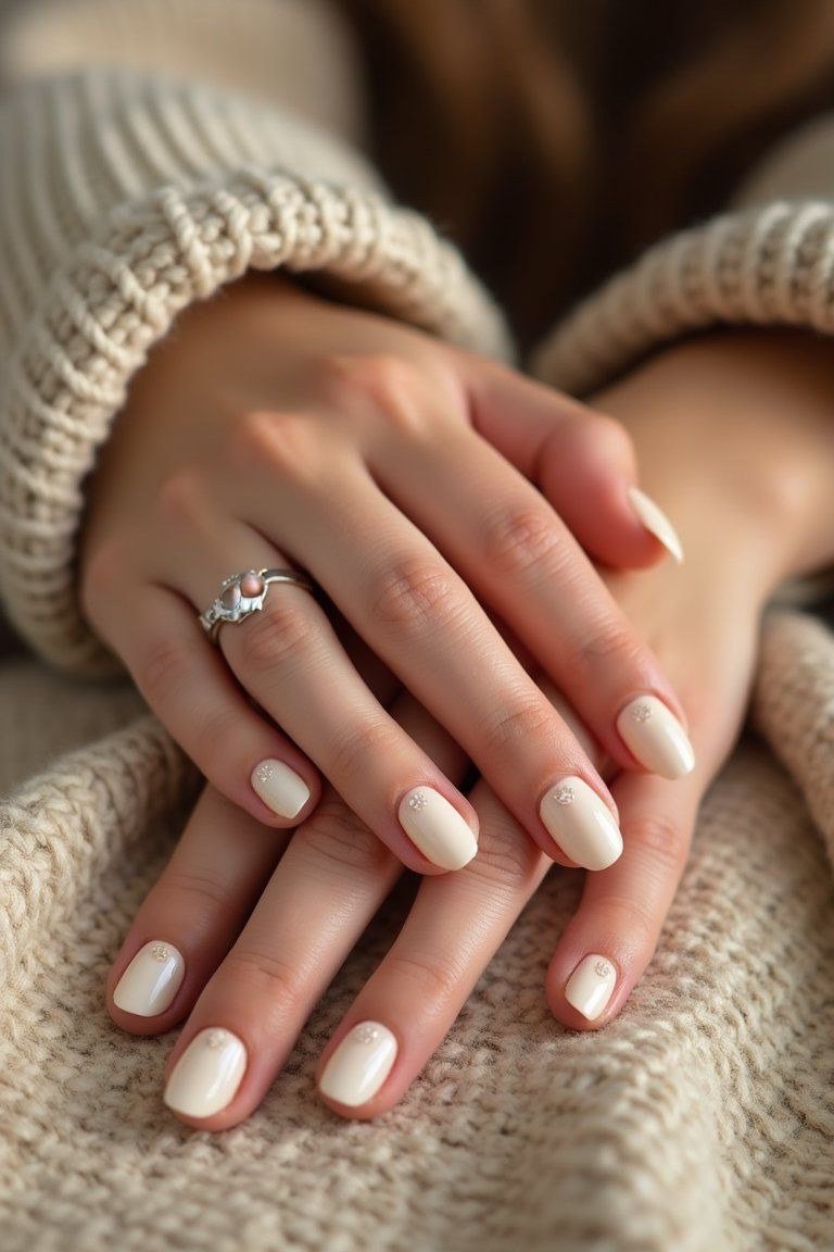 Nail art design for women over 60: classic white french tips, short nails