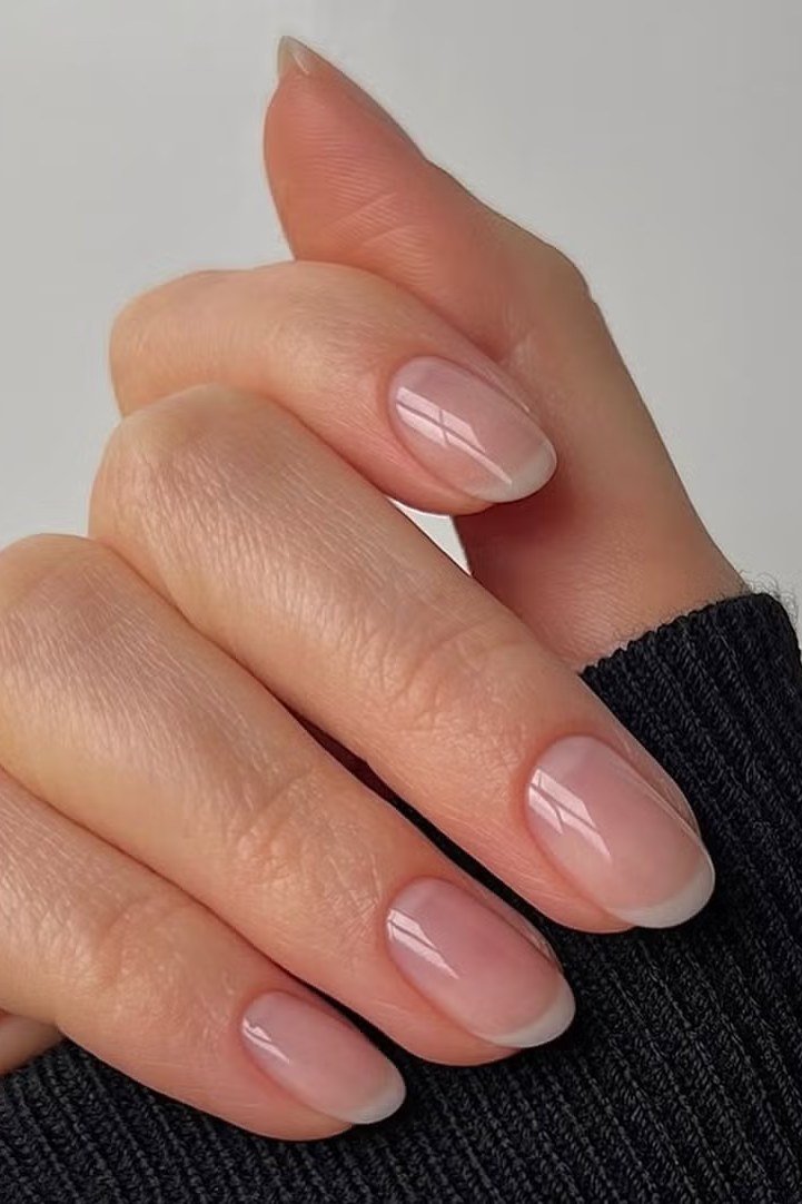 sheer nude pink natural manicure