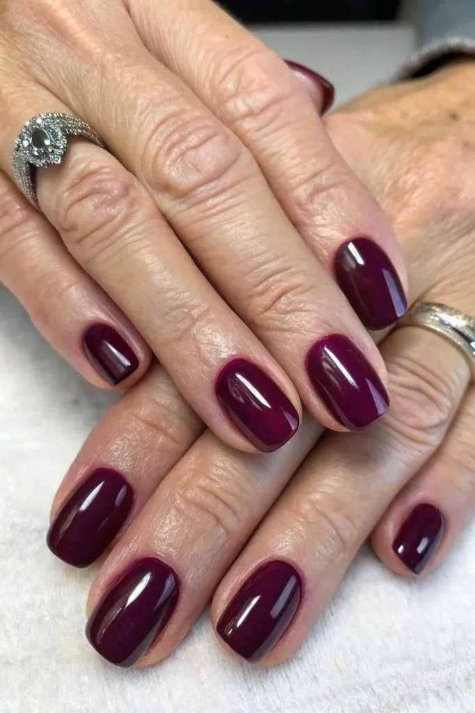 Plum Nails for women over 60
