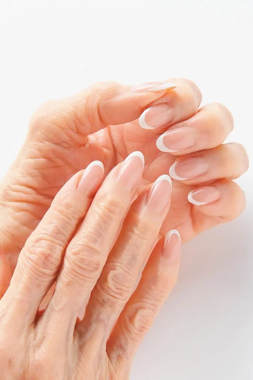 Soft Pink French - short French nails for women over 60