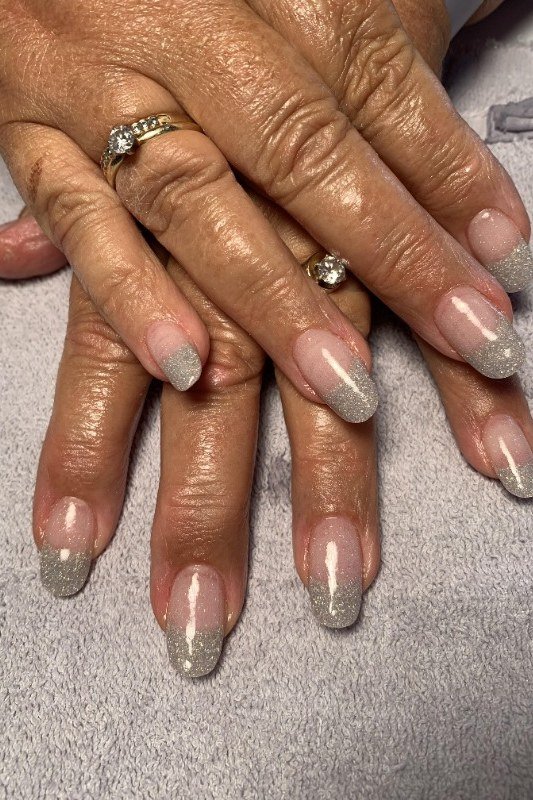 Gold Shimmer Nails for Elderly Hands - gold shimmer elderly hands, glitter winter nail design for women over 60