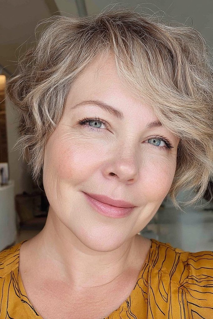 Curly Silver Pixie Crop - sassy hairstyle for older women