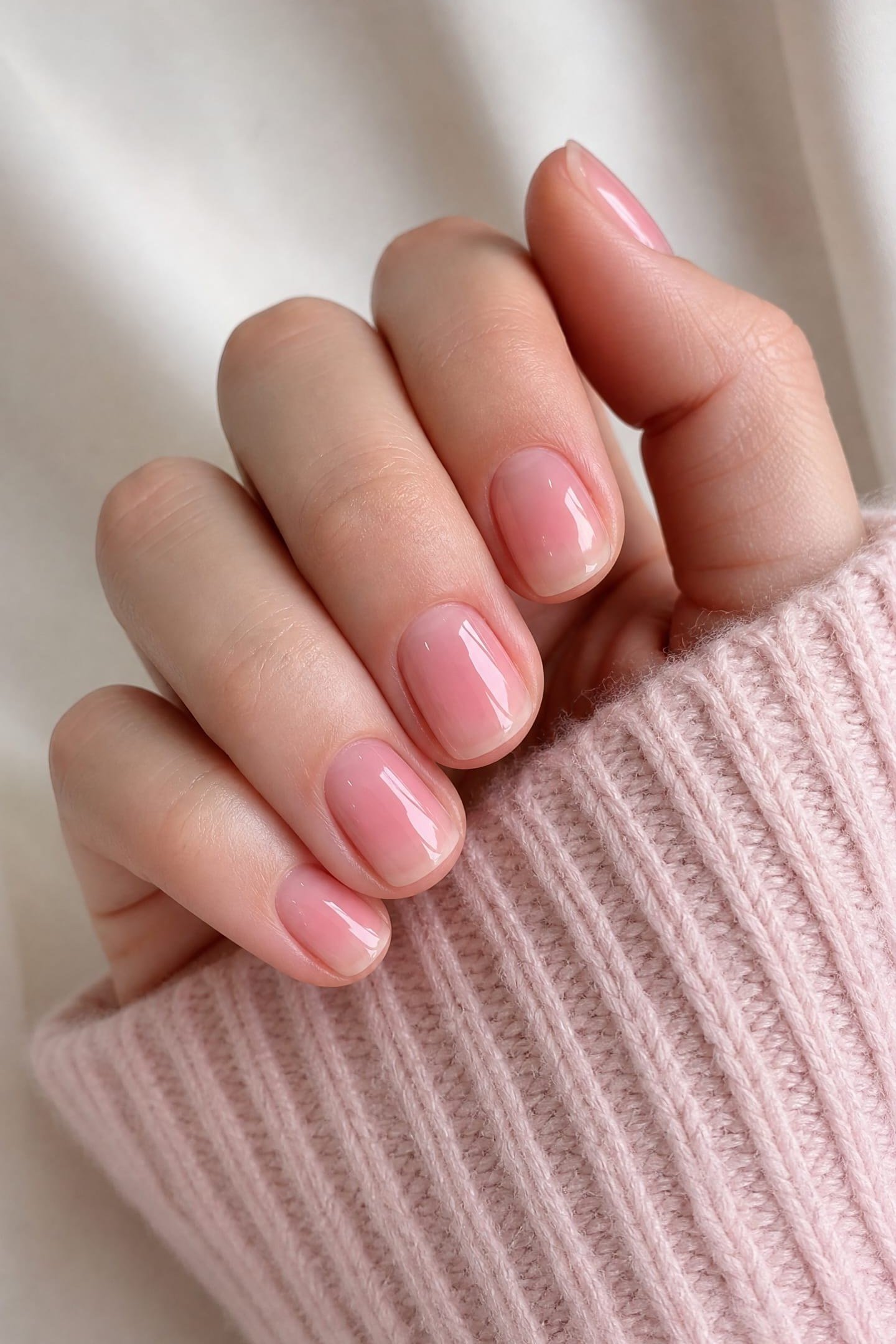 Baby Pink Sheer - short nail design for women over 60 that makes nails look longer