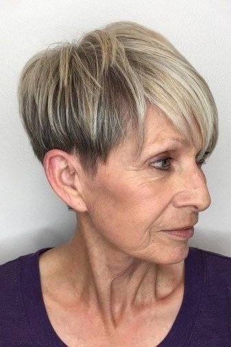 Tapered gray pixie haircut for women over 50