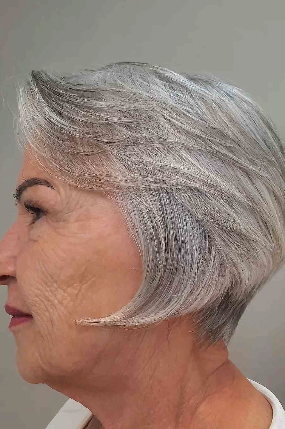 White Pixie with Undercut Edge - hairstyle for women over 70