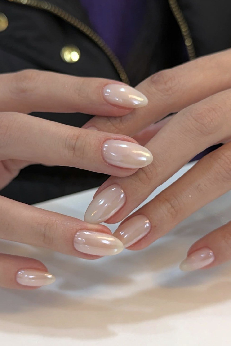 Beige Nude Almond Nails - flattering nail polish shade that hides veins for women over 50