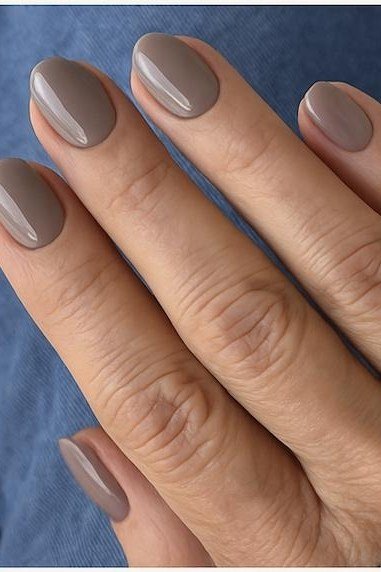 Taupe Gray Short Nails - short nail design for women over 40