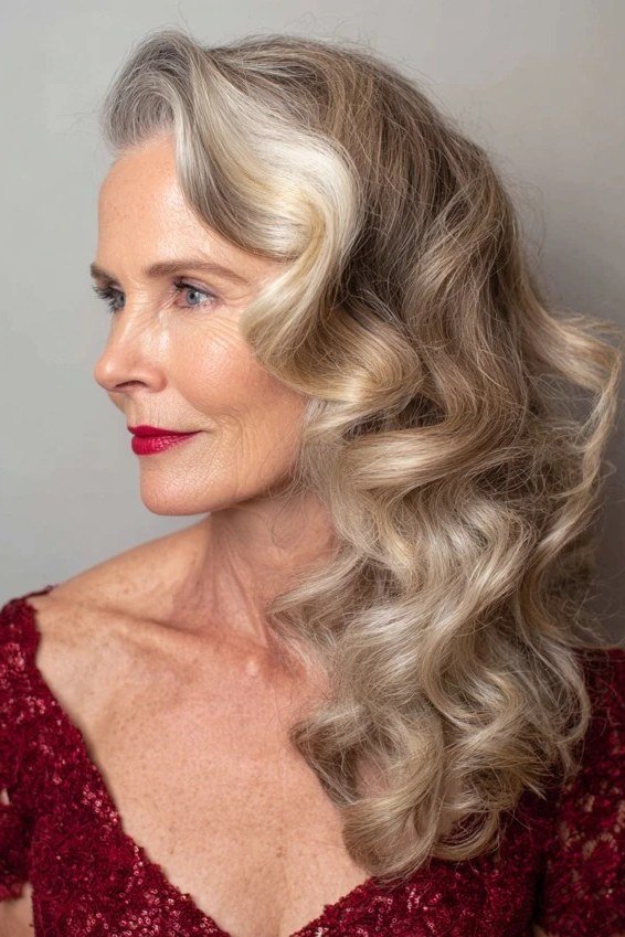 Blonde classic soft waves, timeless hairstyle for women over 70