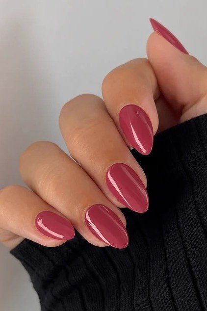 Dusty Rose Almond Nails for women over 60