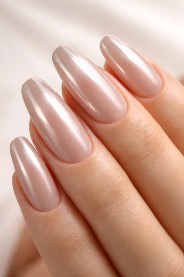 Nude Oval Nails - flattering nail polish shade that hides veins for women over 50