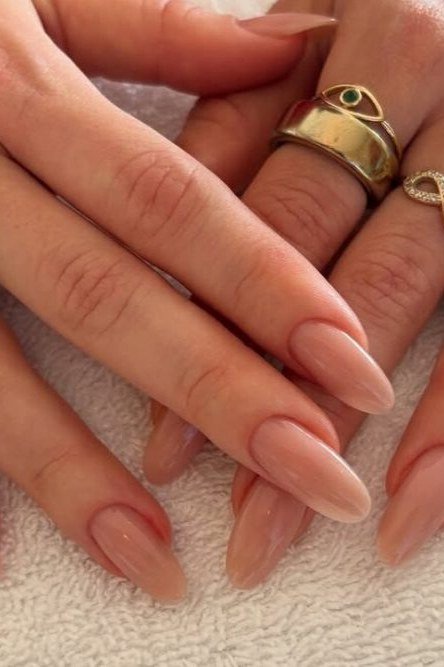 Nude Pink Almond Nails, neutral nail ideas for older women