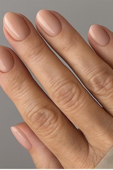 nude tan matte almond nails