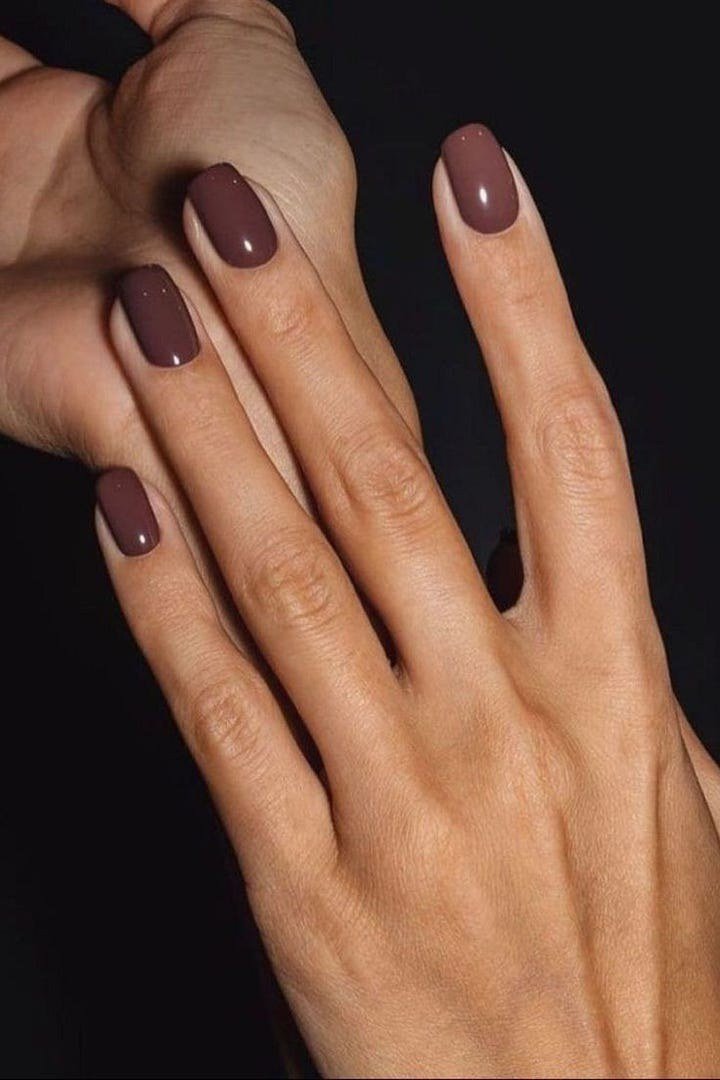 Dark Mauve, Short and Rich - short nail design for women over 40