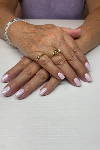 Pale Lilac Short Oval gel nails for women over 60