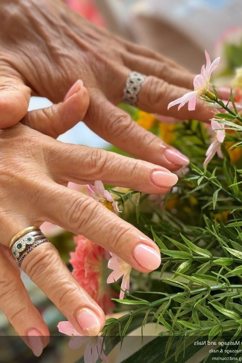 Soft Pink Manicure with Flowers for women over 60