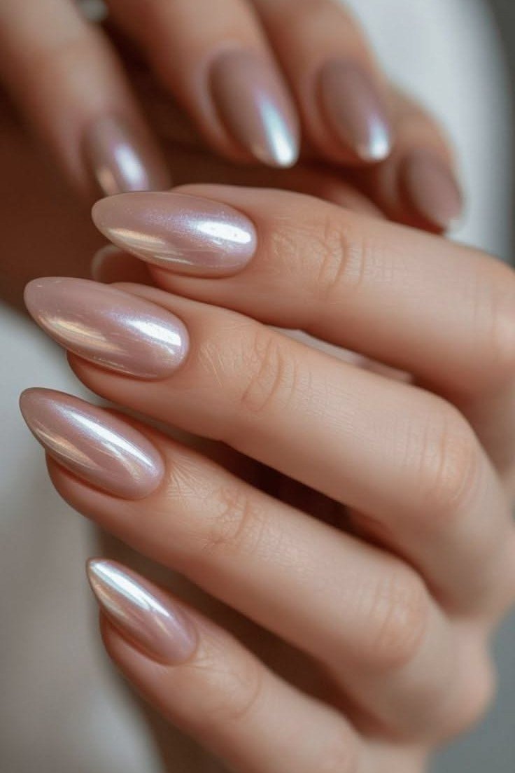 Soft Pink Nude Short Oval Nails - flattering nail polish shade that hides veins for women over 50