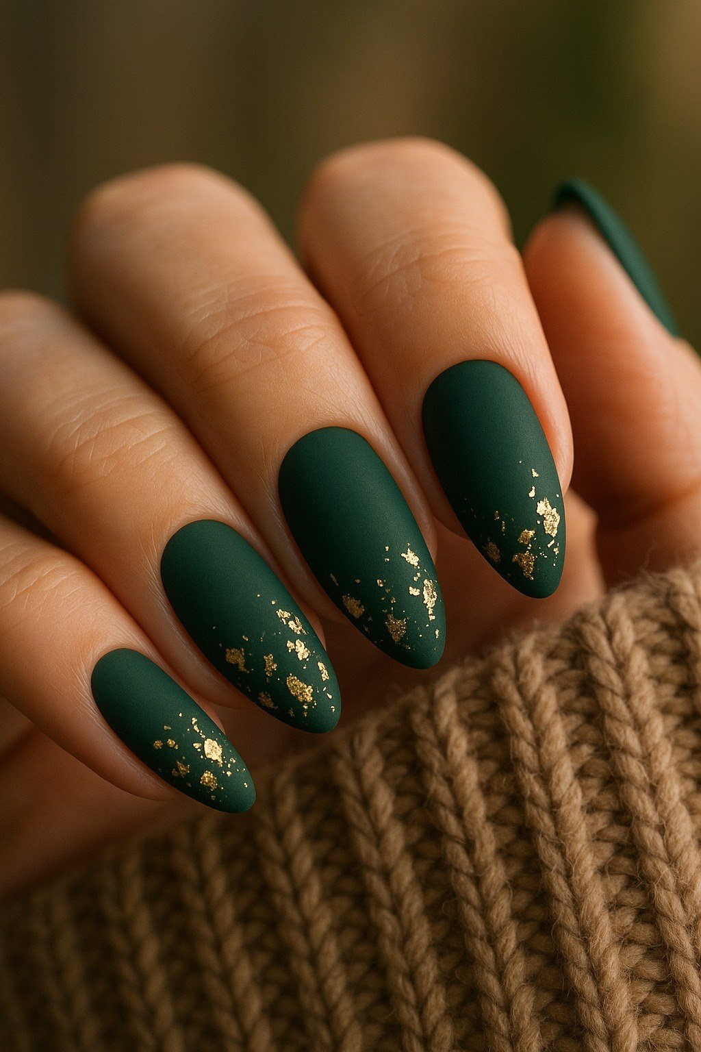 Forest green glitter nails, fall nail design for women over 60