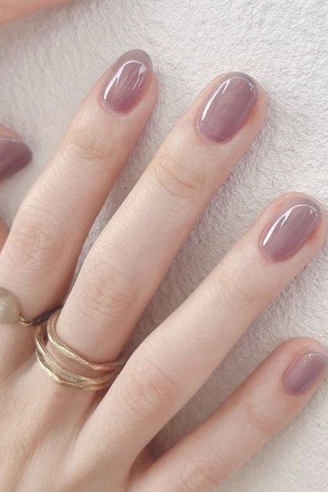 Mauve Short Square gel nails for women over 60