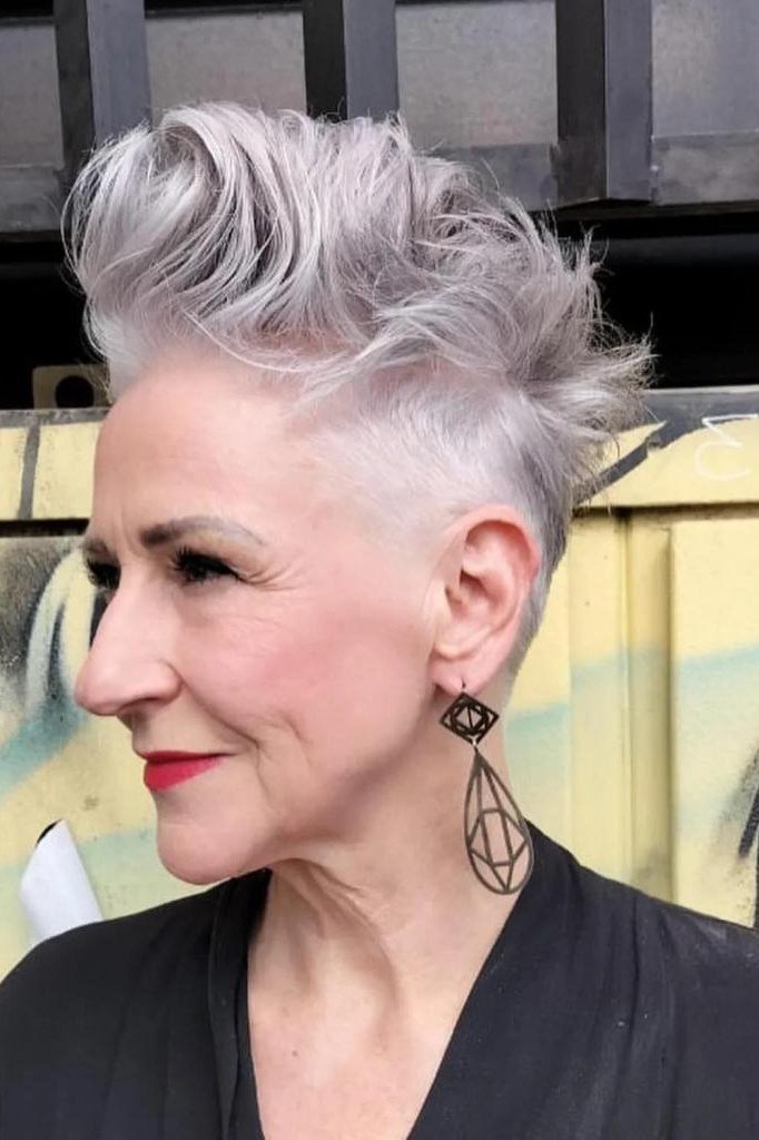 Graffiti-Wall Spiky Pixie - bold edgy pixie haircut for women over 50