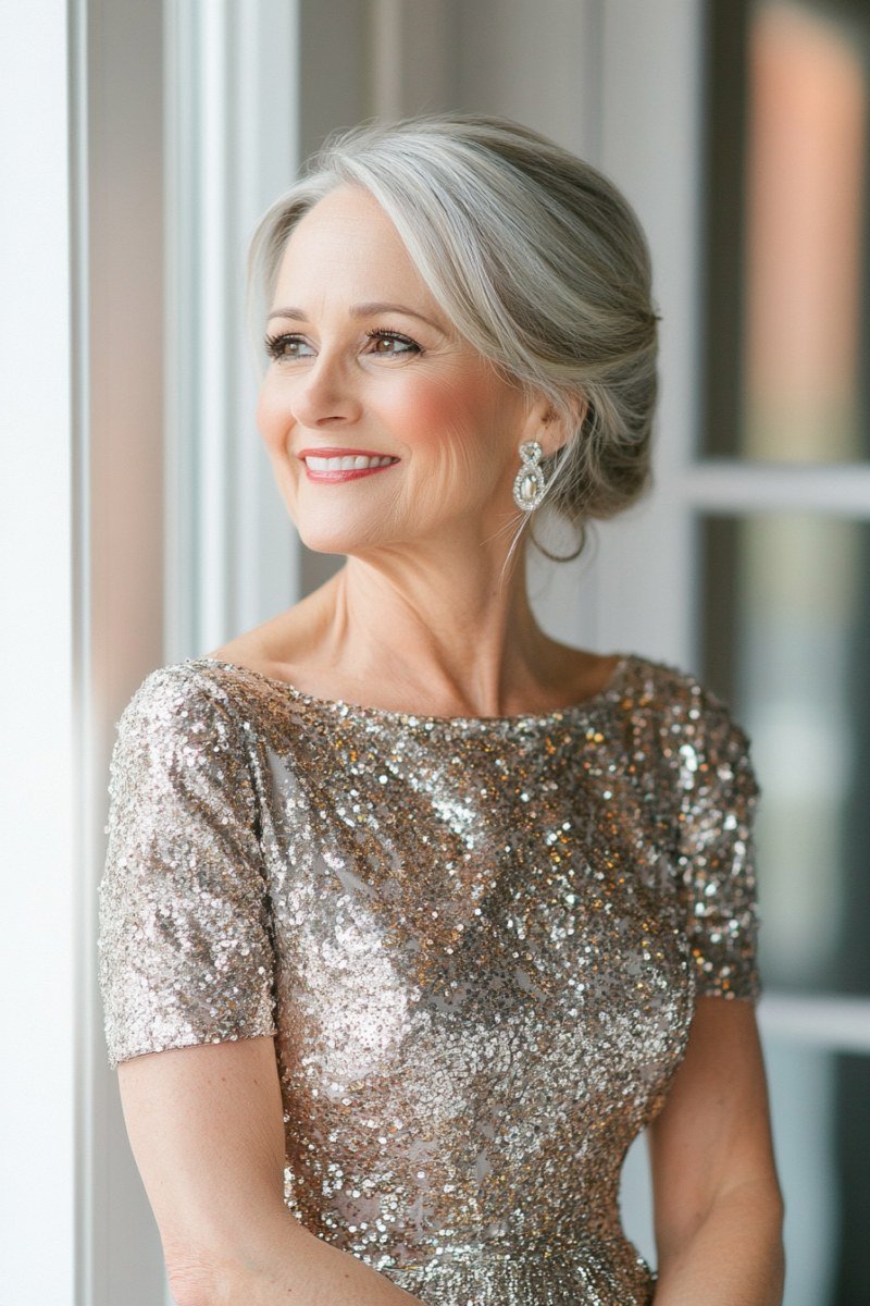 gold sequin cap-sleeve dress