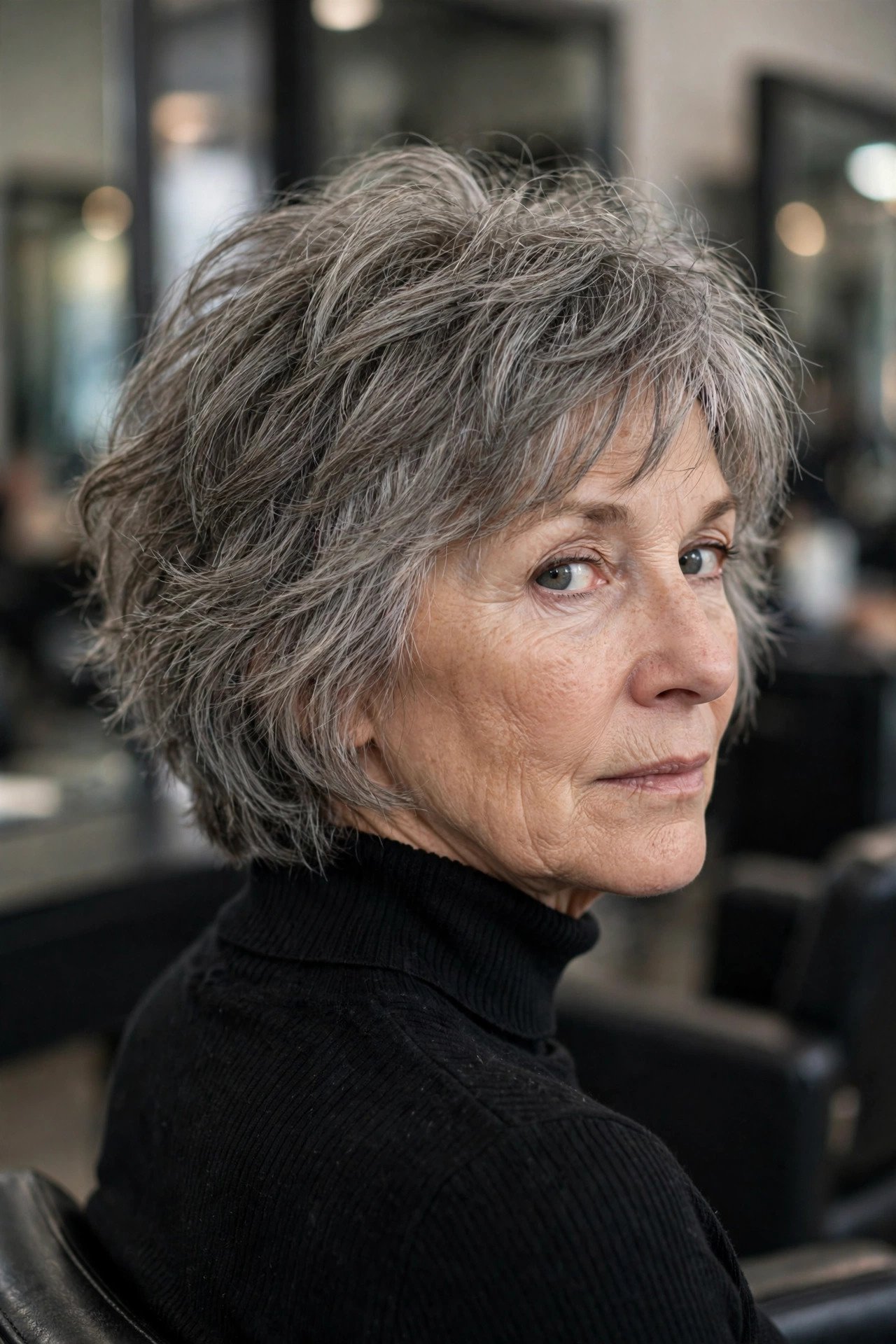 Shaggy bob for women over 50 with thin fine hair