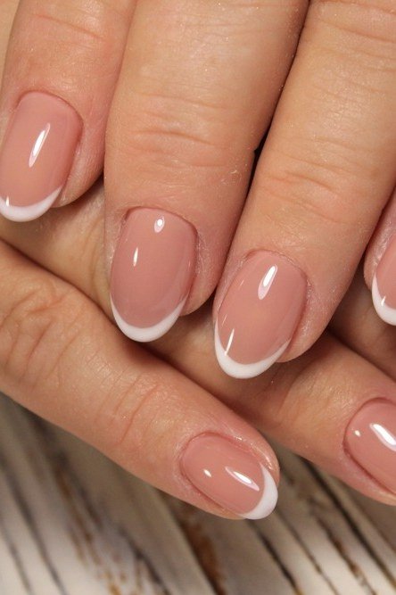 Mauve French - short French nails for women over 60