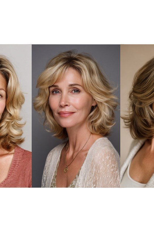 Blonde Medium Waves with Bounce, medium hairstyle for women over 70