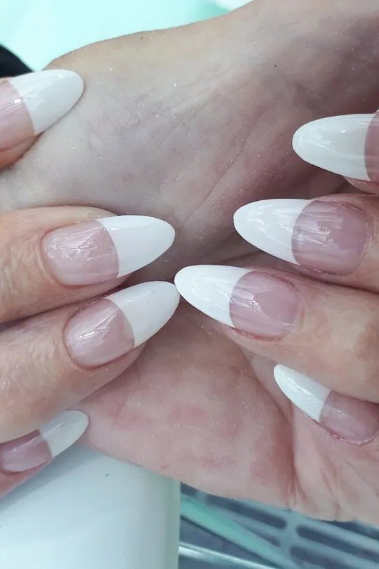 White french tip nails for older women
