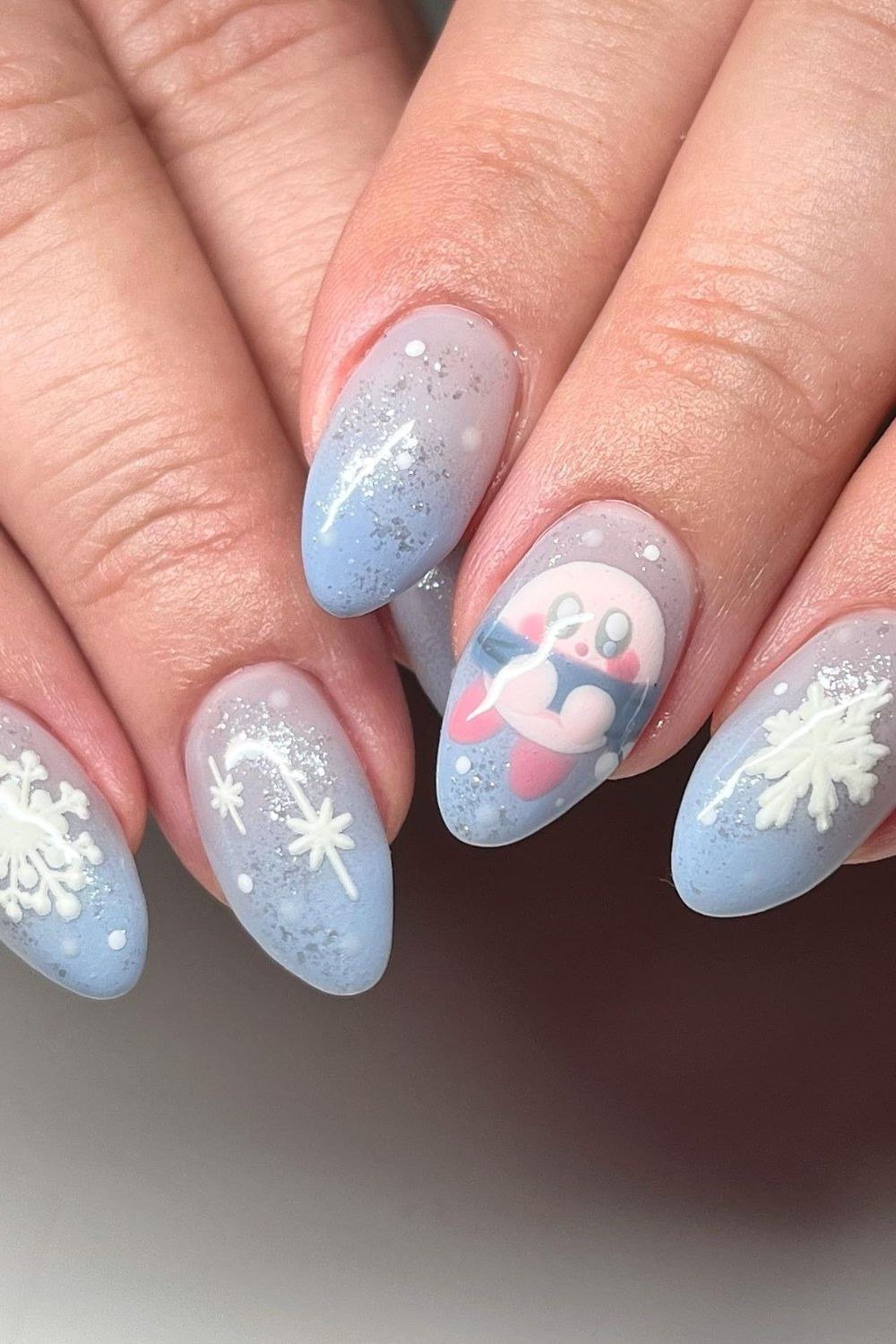 powder blue with penguin and snowflakes