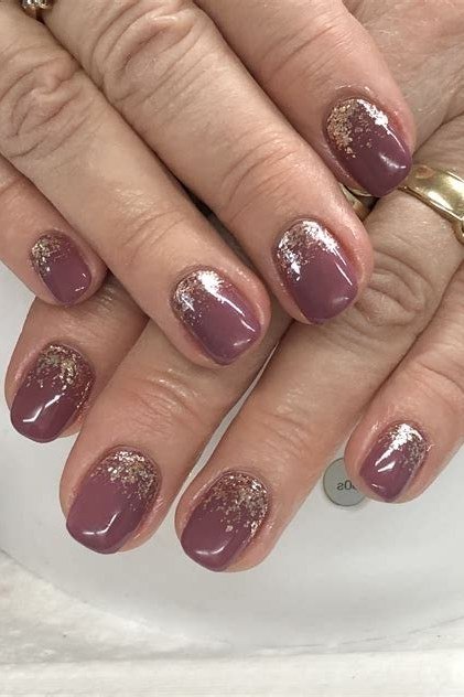 Mauve Glitter Nails for women over 60