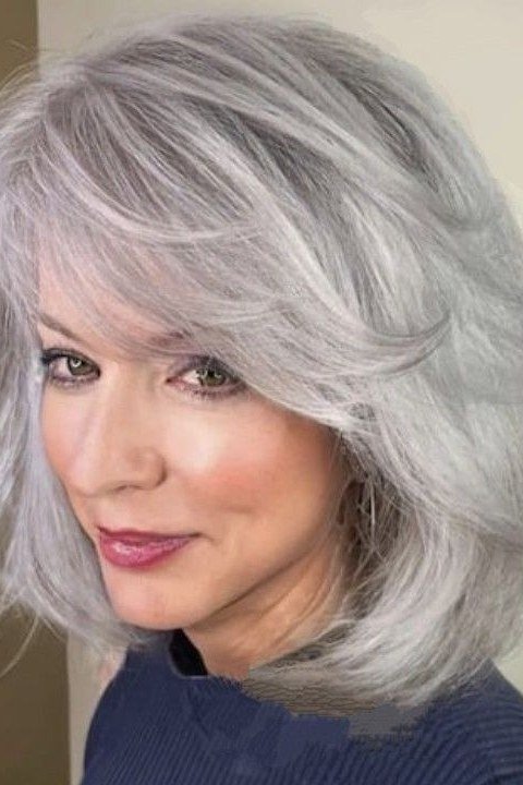 Chic Silver Shag - medium shag haircut for women over 40