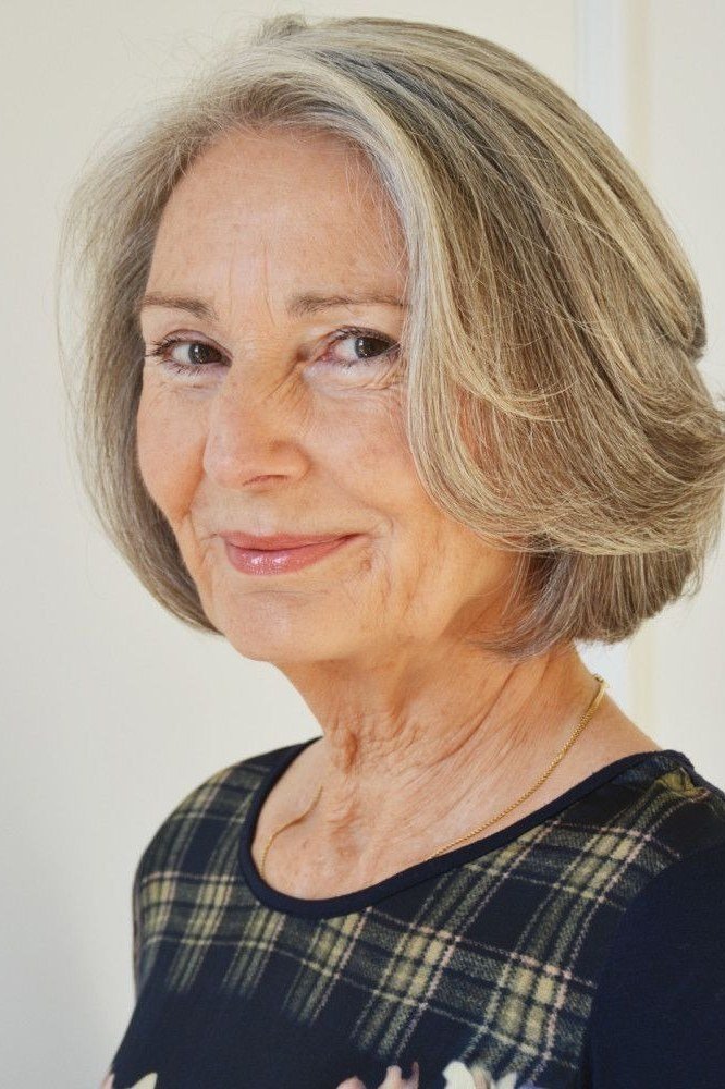 Silver Chin-Length Bob with a Gentle Curve, medium hairstyle for women over 70