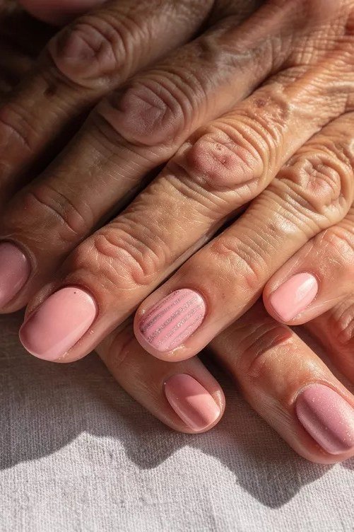 Soft rose pink nail polish for women over 60