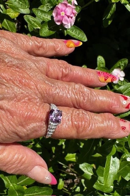 Red Floral Nail Art Gel Nails gel nail idea for women over 60