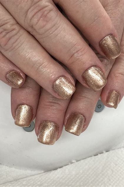 Full Gold Metallic Nails nail design for women over 40