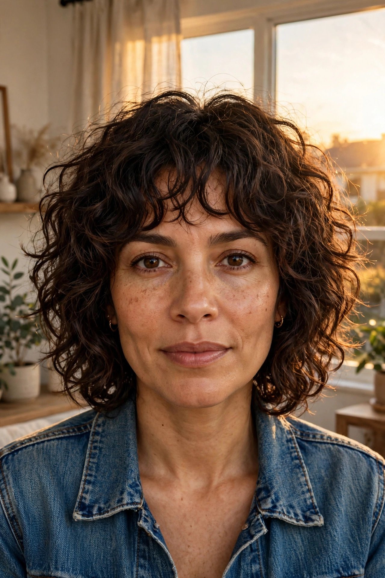 Curly shaggy bob for fine curls