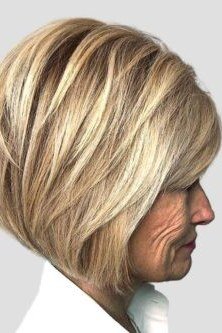 Sculpted Blonde Layered Bob, layered hairstyle for women over 70