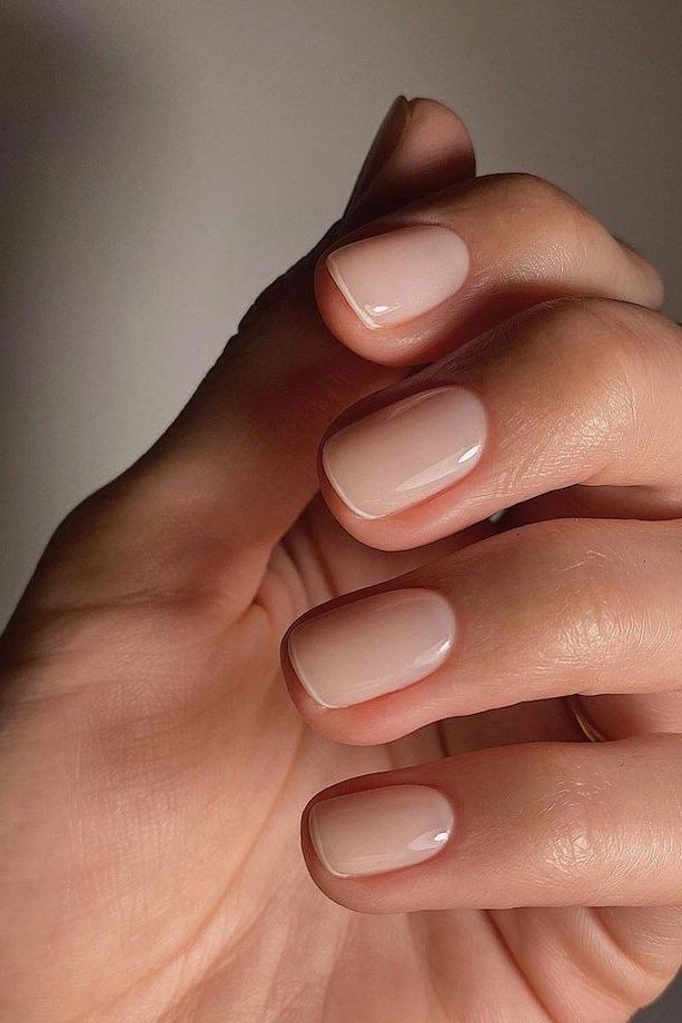 Nude Short Almond Nails - short nail design for women over 40