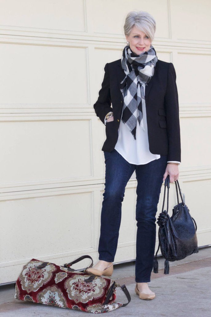 Burgundy Cardigan With a Cream Blouse and Grey Trousers, smart casual outfit for women over 50
