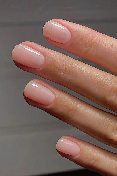 Sheer Nude Pink Short - elegant nude nail design for women over 60