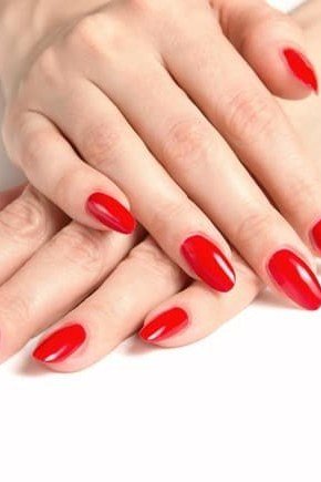 Red Almond Nails, nail color idea for women over 60