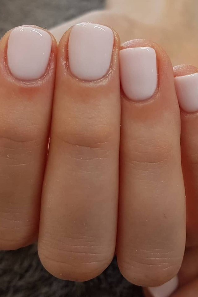 Micro French Short Square - short nail design for women over 60 that makes nails look longer