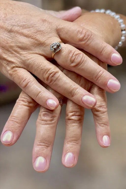 Pink Chrome Nails for women over 60
