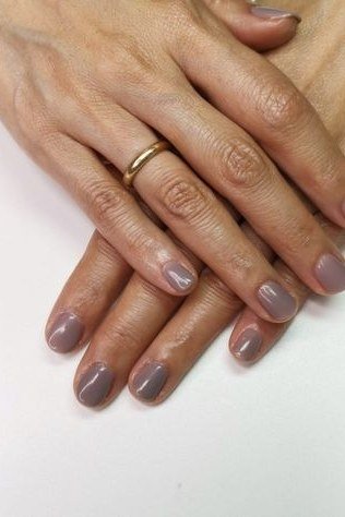Grey Taupe Short Oval gel nails for women over 60