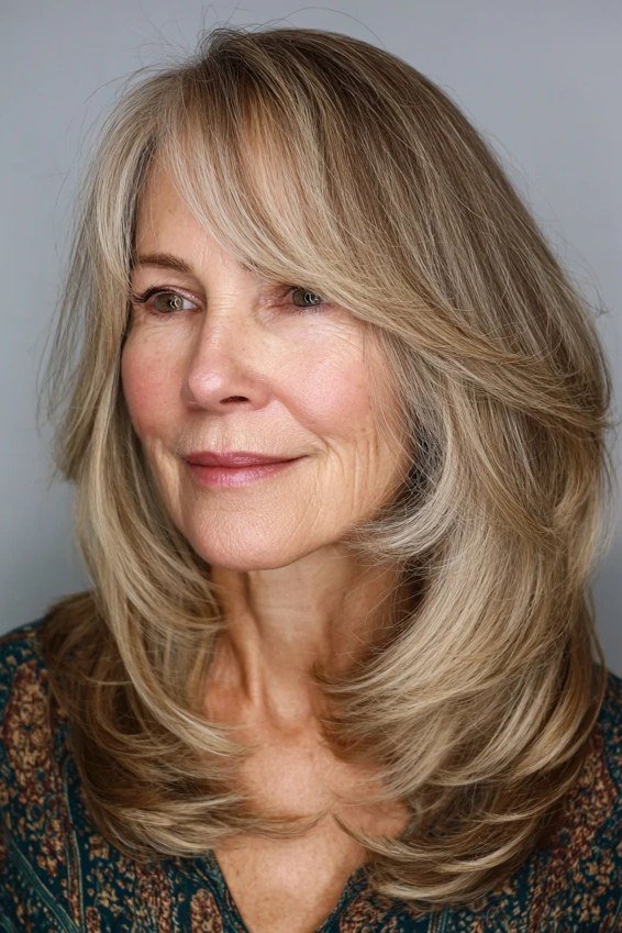 Ash Blonde Butterfly Layers - butterfly cut hairstyle for women over 60