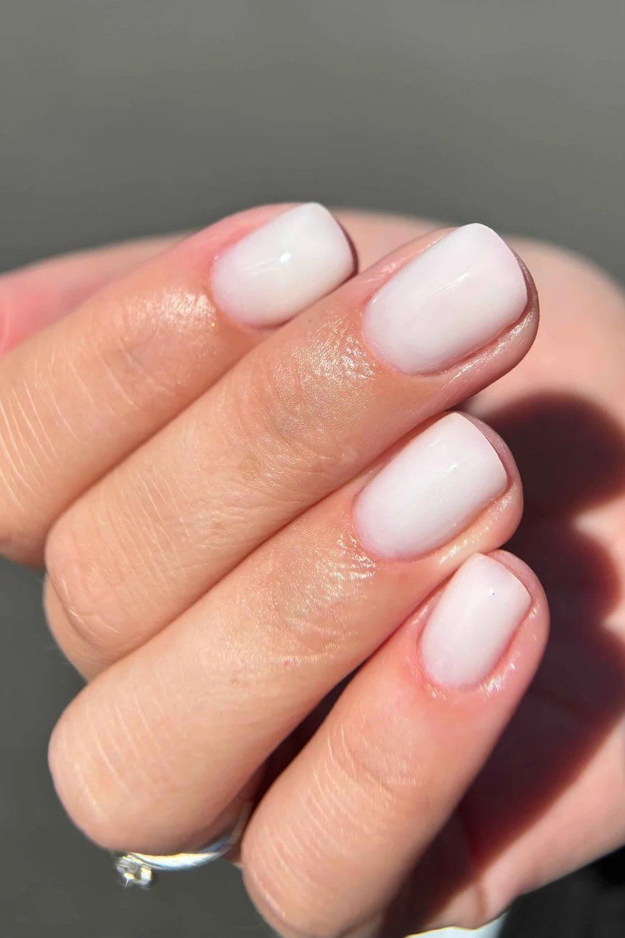 Micro French Gloss - short nail design for women over 60 that makes nails look longer
