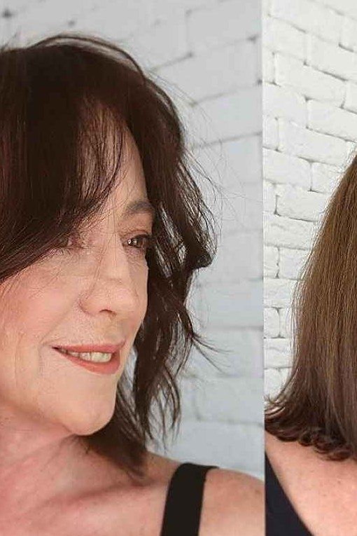 28. Gray Rounded Bob with Glasses - wash and wear hairstyle for older women