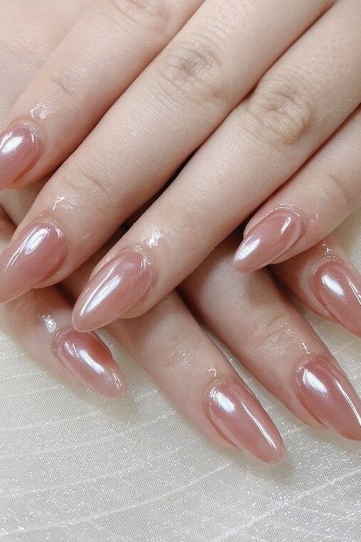 Baby Pink Short Oval Nails - flattering nail polish shade that hides veins for women over 50